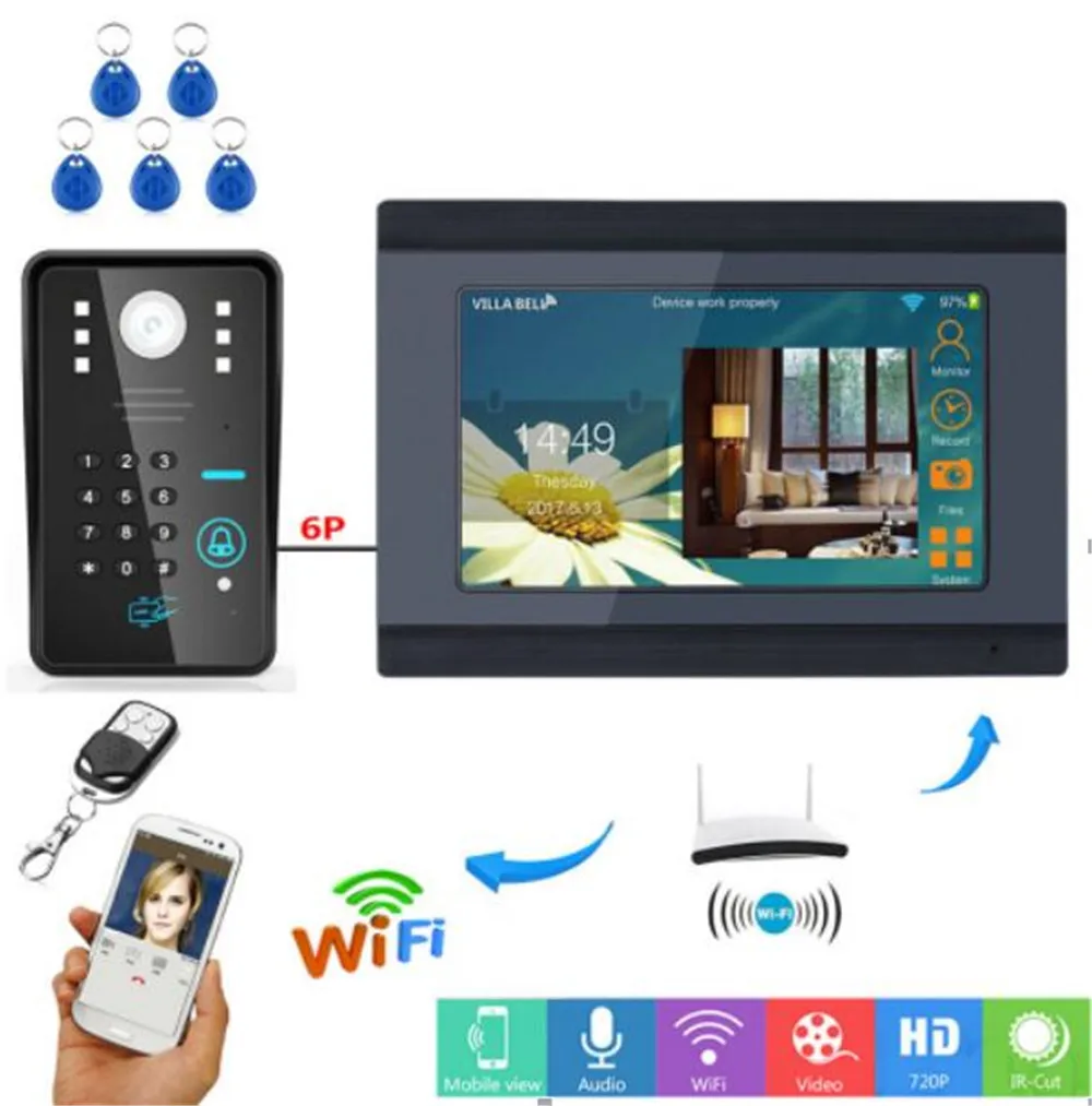 7 Inch Touch Keypad WIFI Intercom Video Door Phone Password/ID Card/Remote Control Open Lock 7 Inch Touch Keypad WIFI Intercom Video Door Phone Password/ID Card/Remote Control Open Lock