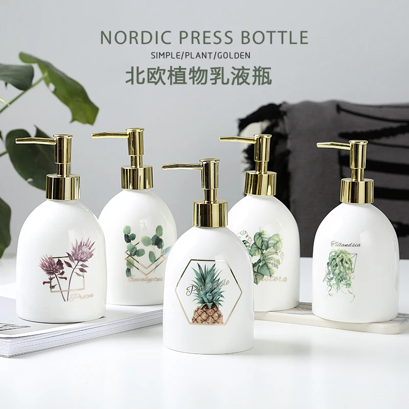 

Tropical monstera Liquid Soap Dispenser bottle fashion beauty press Hand Soap Dispenser bathroom accessories