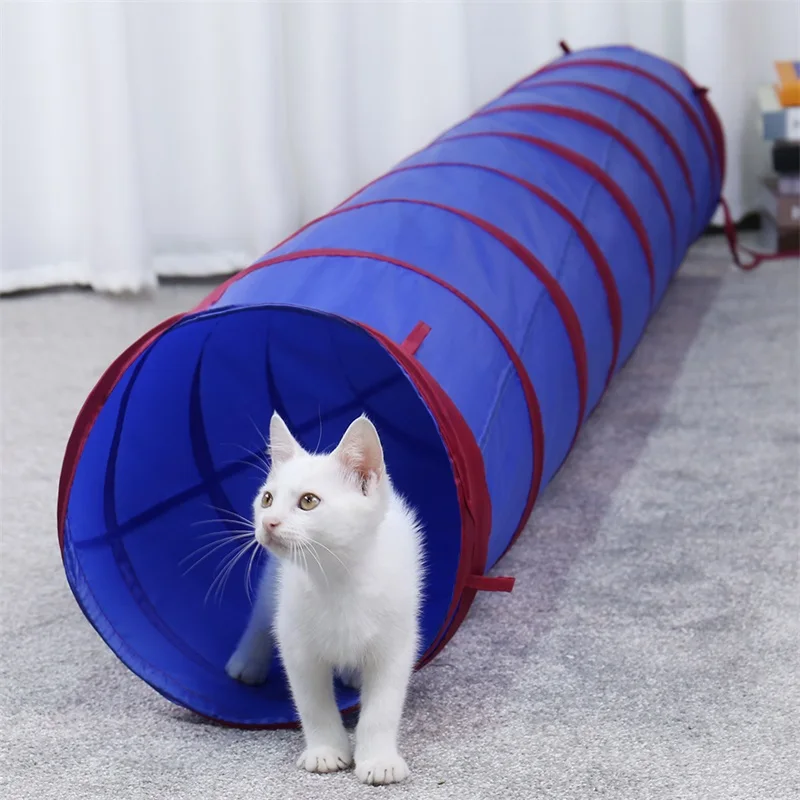 Cat Dog Tunnel Premium S-Shaped Tunnels Collapsible Cat Play Tunnel Toy Interactive Cat Tube with Pompon and Bells for Cat Puppy