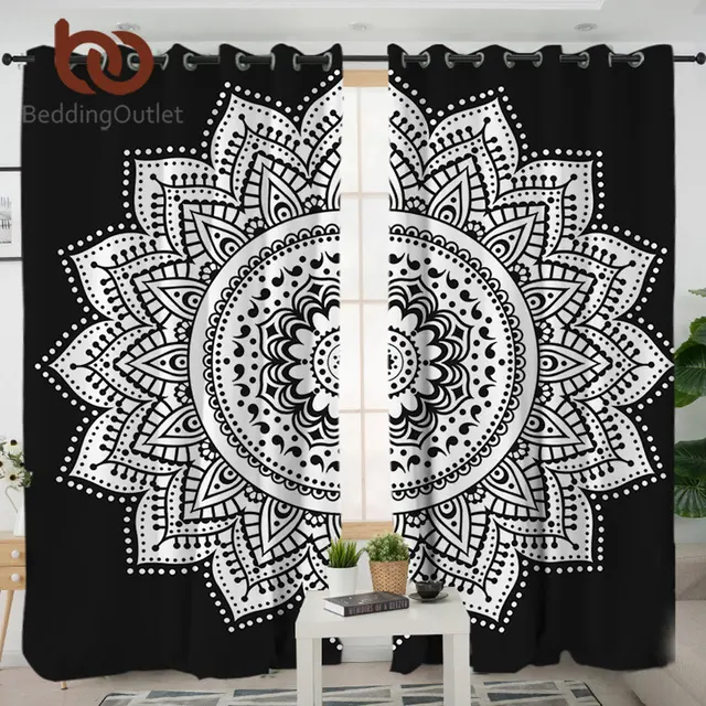 Beddingoutlet Mandala Living Room Curtains Black And White Curtain Beddingoutlet Mandala Living Room Curtains Black And White Curtain For Bedroom Window Treatment D A B Style Home Decoration