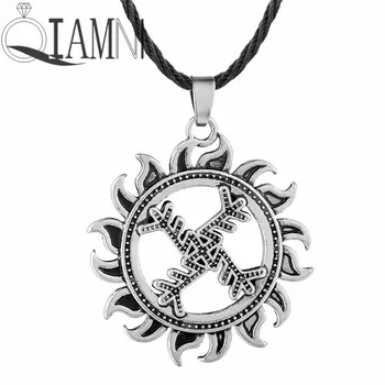 

QIAMNI 10pcs Antique Punk Veles Stamp Viking Slavic Bird Dragon Bear Wolf Round Amulet Charm Pendant Christmas Gift Men Women