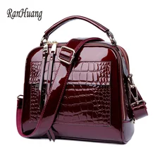 New 2016 Women Luxury Handbags Fashion Alligator Handbags High Quality Patent Leather Shoulder Bags Ladies Black Messenger Bags nesitu high quality new red green black split leather small women messenger bags ladies handbags female shoulder bags m0965