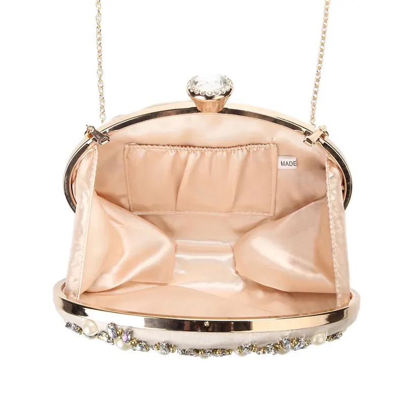 Изящная, украшенная бусинами вечерняя сумка для женщин, клатчи на день, элегантные жемчужные стразы вечерние сумочки в форме яйца ZD1034