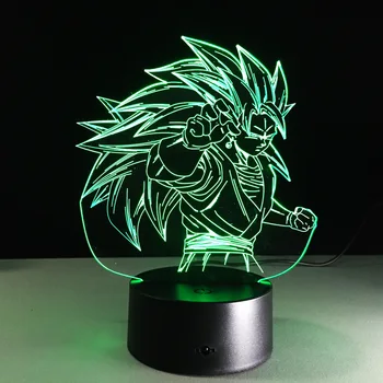 

2017 Figurines Dragon Ball Z Super Saiyan 3 Goku 3D Table Lamp 7 Color Changing Figuras Night Light Vegeta arti culados Kid Gift