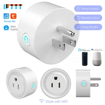 

100pcs WIFI US Plug Smart Timing Socket Power Energy Monitor Wireless Outlet Voice Control Work with Alexa Google home IFTTT