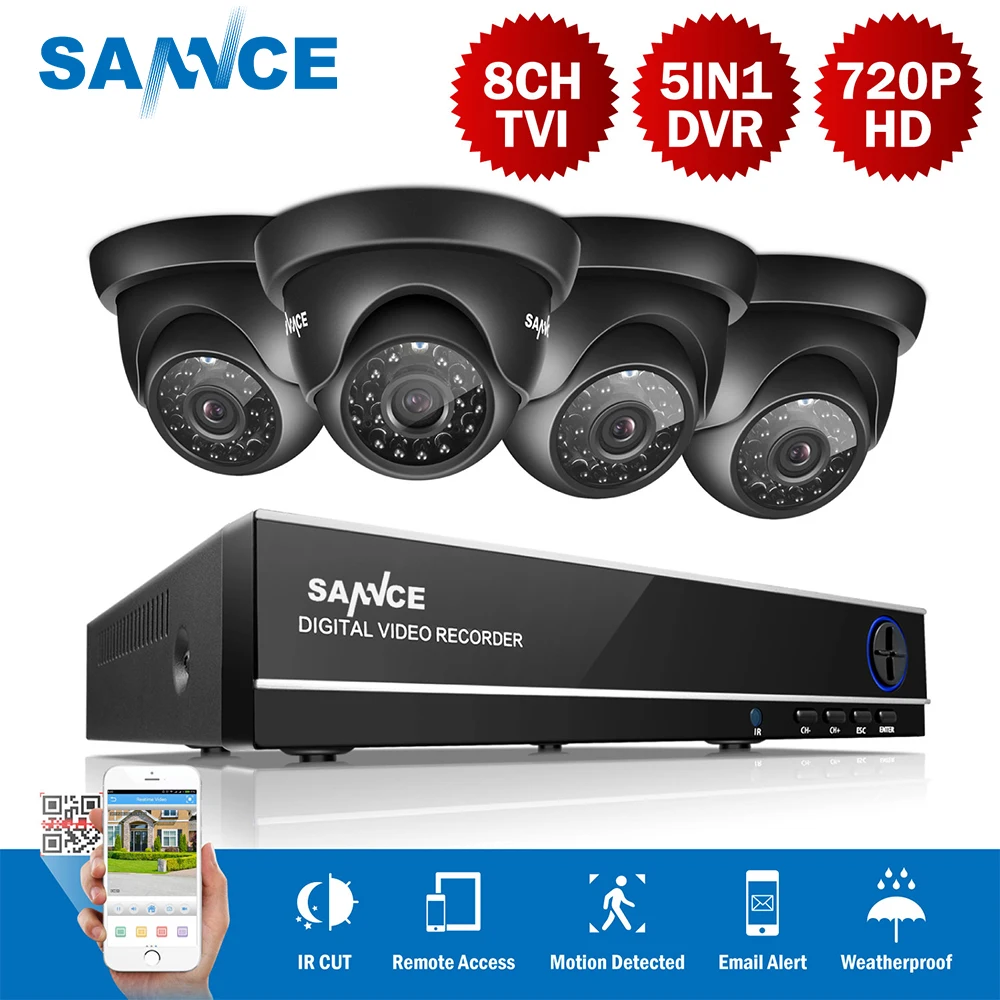

SANNCE 8CH 720P CCTV System 1080P HDMI DVR 4PCS 720P 1.0MP Security Cameras Outdoor Waterproof CCTV Surveillance Kits 1TB HDD