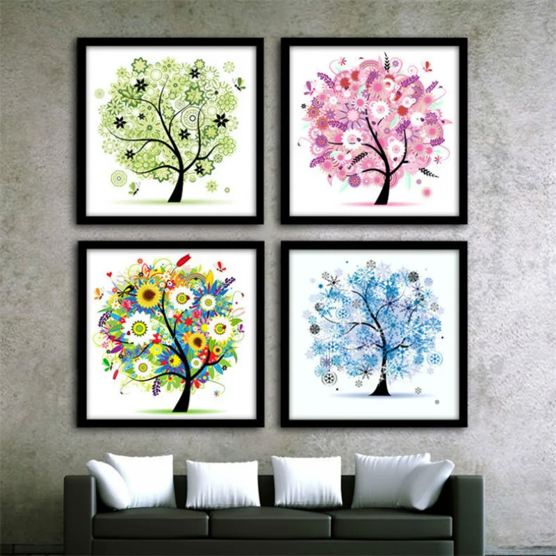 

Four Seasons Trees Picture 3d Diy Diamond Painting Needlework 1PC Diamond Cross Stitch Diamond Embroidery Home Decor Gift