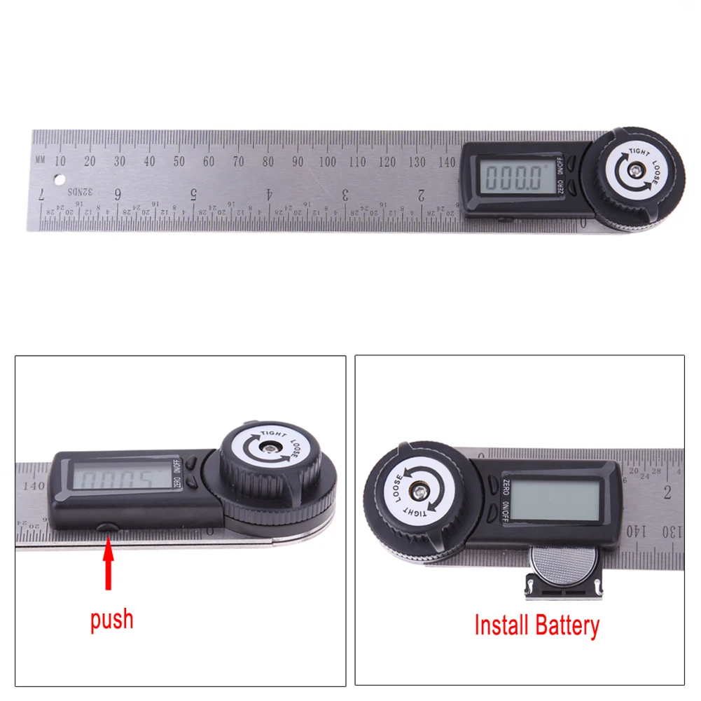 

2-In-1 360 Degree Digital Angle Rule Ruler Finder Protractor Angle Measuring Instrument Digital Goniometer 216*35*18mm