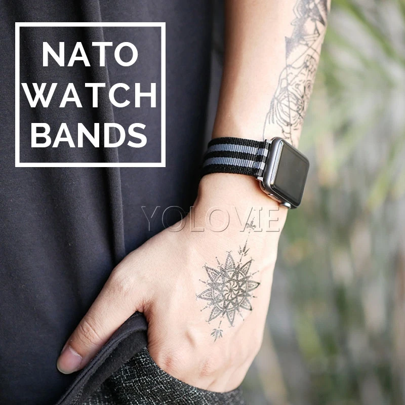 Yolovie Watchband For Apple Watch Band 42mm 44mm Nylon NATO Sport Strap 38mm 40mm iWatch Bands Accessories Bracelet Series 4 321 Yolovie Watchband For Apple Watch Band 42mm 44mm Nylon NATO Sport Strap 38mm 40mm iWatch Bands Accessories Bracelet Series 4 321