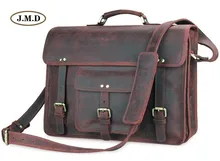 J.M.D Genuine Leather Men’s Classic Special Design Brown Business Briefcases Laptop Handbag Shoulder Bag Messenger Bag 7234R