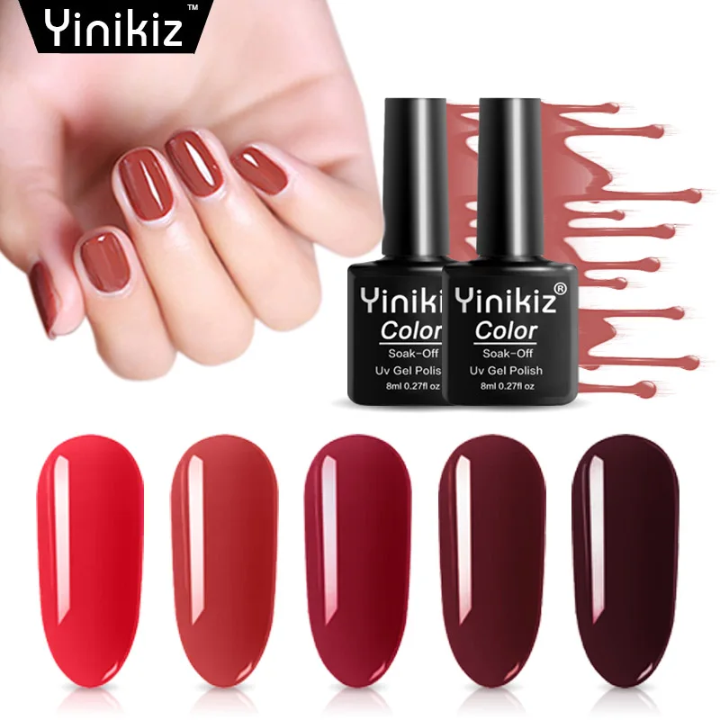 

Yinikiz Nail Art Gel Varnish 8ml Soak Off UV Gel Nail Polish Long Lasting LED Lamp Nail Varnishes Glue Lacquer