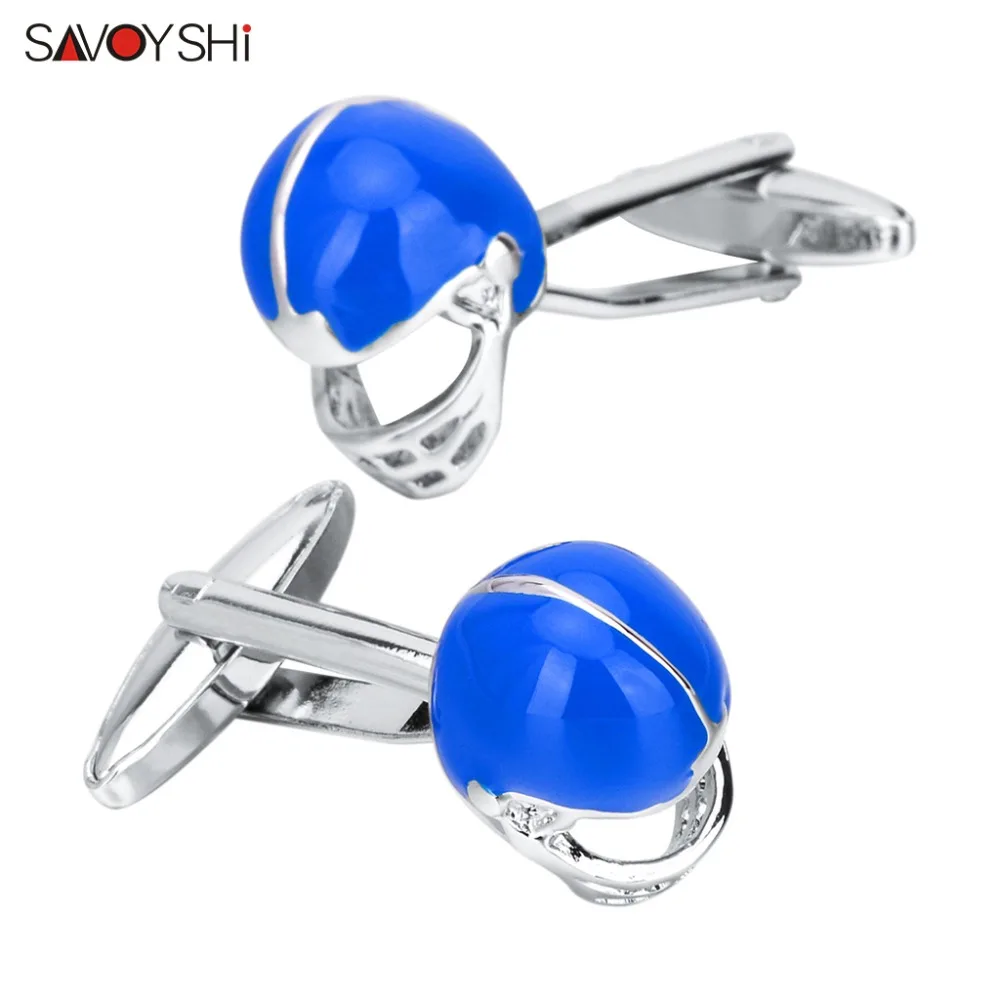 

SAVOYSHI Novelty Mens Shirt Cuff Cufflinks High Quality Blue Enamel Sports Cuff Links Brand Designer Fine Gifts Jewelry