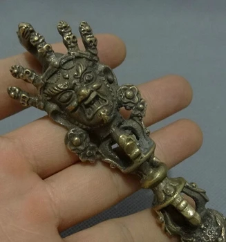 

shitou 002726 Tibet Bronze Buddhism Mahakala Buddha Head Statue Vajra Phurba Dagger Holder