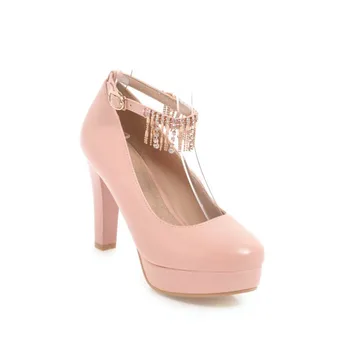 

18 years spring fashion diamond waterproof with high light mouth thick with super small size 31 single shoes 1818-47