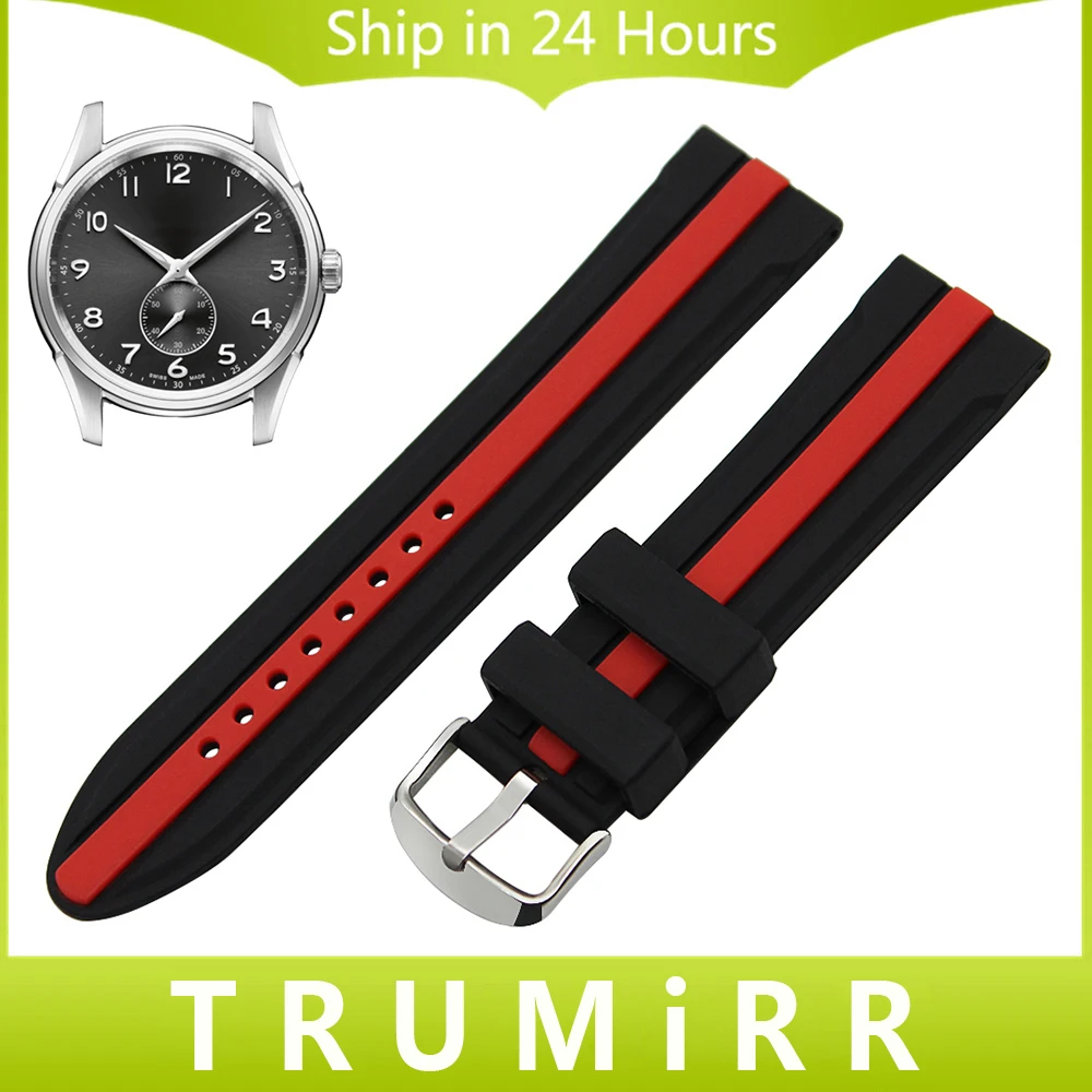 Silicone Rubber Watchband 19mm 20mm 21mm 22mm 23mm 24mm for Hamilton Men Women Watch Band Belt
