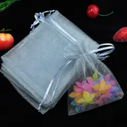 Оптовая продажа 500 шт./лот Drawable серый органза сумки 9x12 см маленький сувенир для свадебной вечеринки подарок сумка украшения в форме орехов