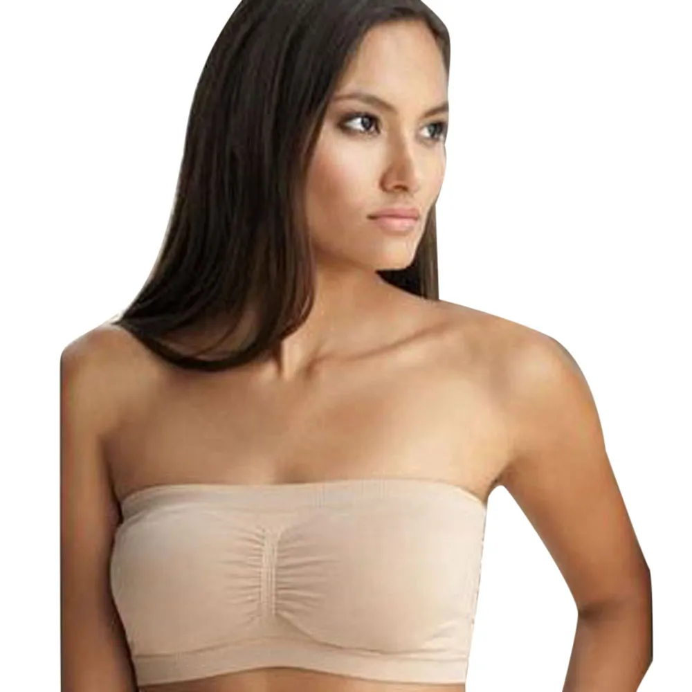 Jaycosin New Women Strapless One Piece Seamless Comfort Padded Boob