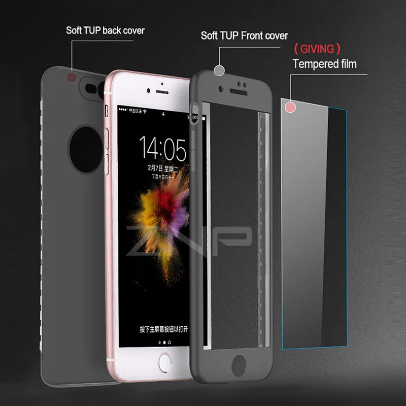 Carcasa de lujo suave de TPU 360 de lujo para iPhone 8 7 6 S 6 funda 5 5S SE fundas para iPhone 6 7 8 Plus con vidrio