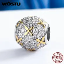 WOSTU Luxury 925 Sterling Silver Dazzling Full-Bloom Beads Fit Original WST Charm Bracelet DIY Jewelry Gift FIC154