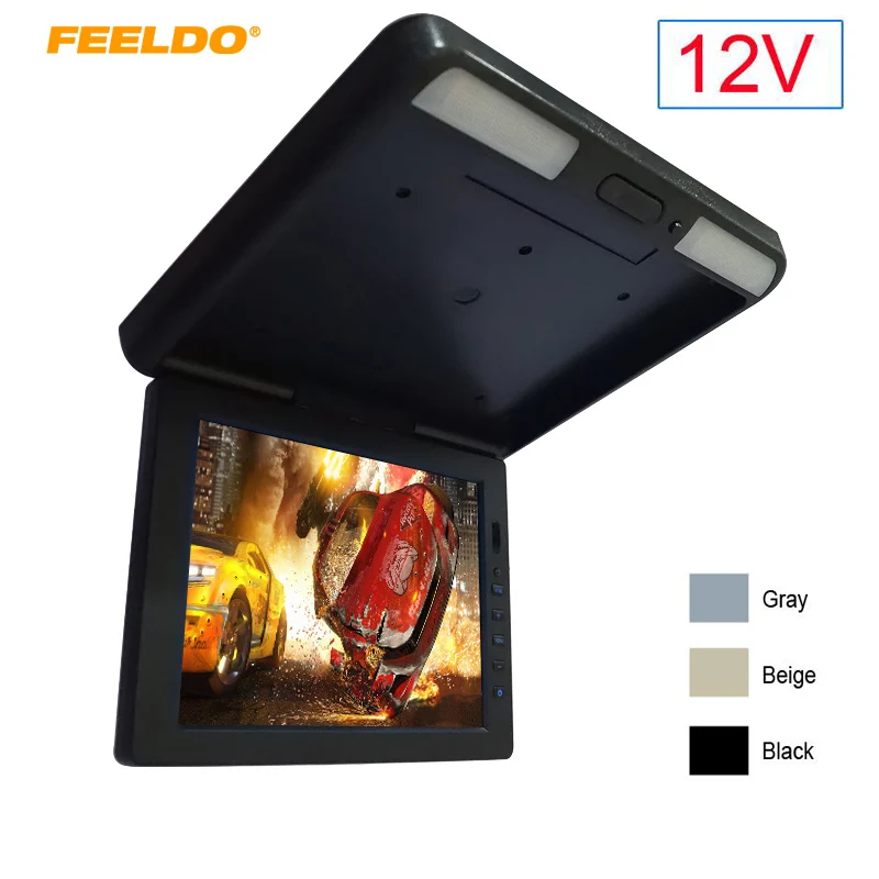 

FEELDO DC12V 11.3" Roof Mounted TFT LCD Monitor 2-Way Video Input 11.3 Inches Flip Down Car/Bus/Truck Monitor 3-Color #1284