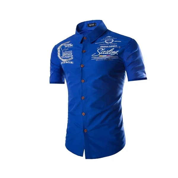ZOGAA 2019 брендовая одежда мужская рубашка Фитнес Повседневная мужская рубашка с коротким рукавом мужская рубашка с принтом с коротким