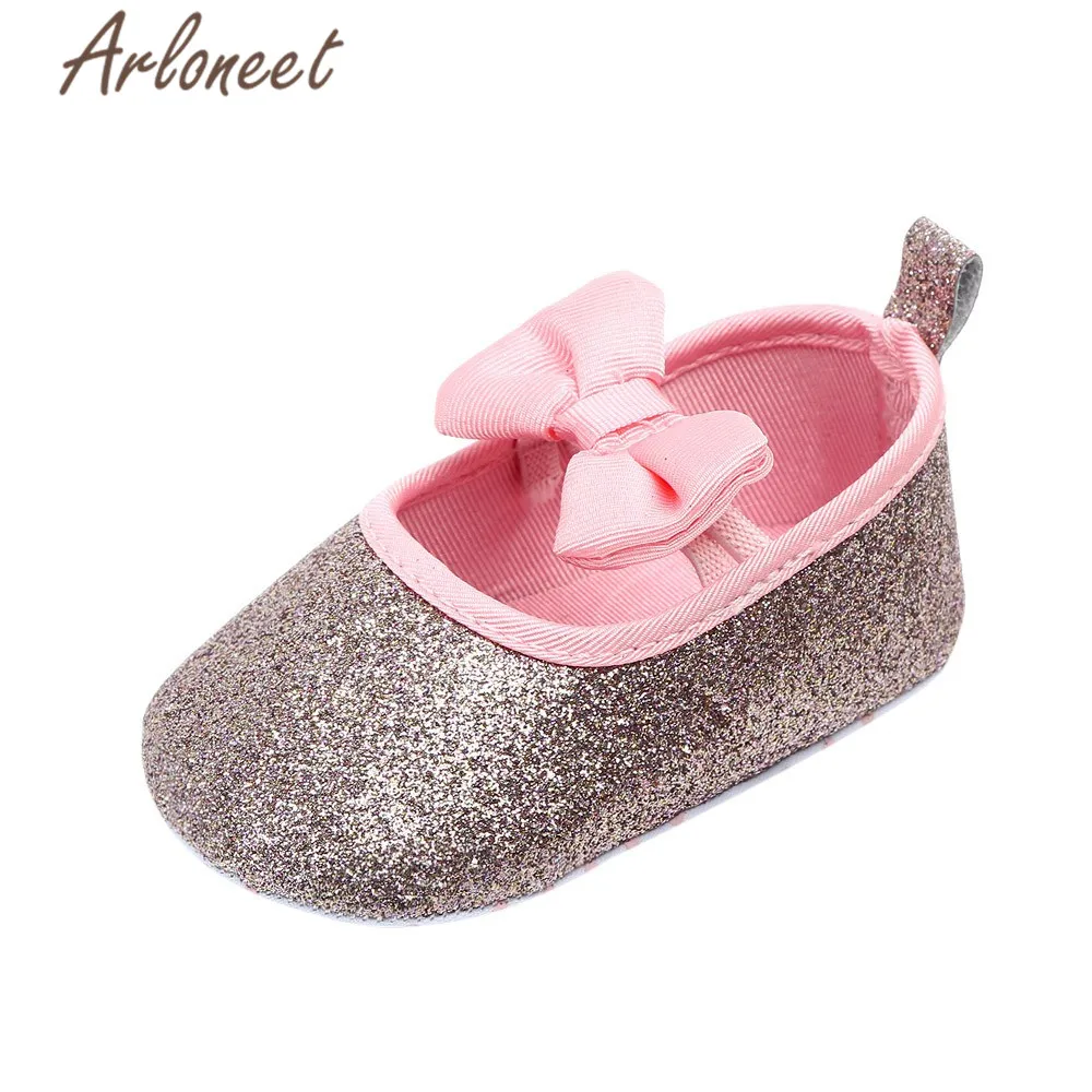 

ARLONEET Shoes Newborn Baby Girl PU Sneaker Bownot girl shoes Elastic band Crib comfortableas Toddle baby girl Waliking Shoes