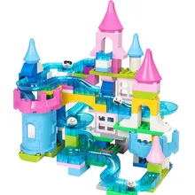39-130PCS Marble Race Run Maze Ball Track LegoINGLs Duplo Funnel Jungle And Snowice Crystal Slide Bricks Building Blocks Toys funlock duplo marble run plastic slide 43p blocks crystal snowice building toys for children