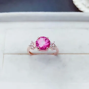 

shilovem 925 silver sterling rings natural topaz pink woman open trendy fine new gift Jewelry plant mj080899agfb