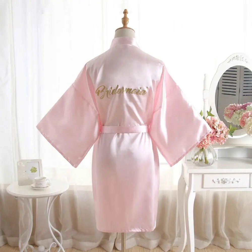 Кимоно халат, одежда для сна, свадебное платье для невесты, кимоно халаты для женщин, короткий однотонный домашний халат для подружки невесты, ночное банное платье - Цвет: 009