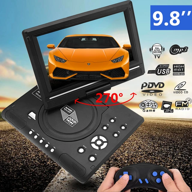 9.8 Inch Portable DVD Player Rechargeable 270 Degree Rotating Screen Digital Multimedia Player for Cars TV DVD Game MP4 Outdoor