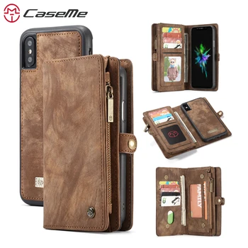 

CaseMe Luxury Genuine leather Wallet Case For iphone XS / XS Max XR 2018 phone housing with card slots flip cover for iphone XS