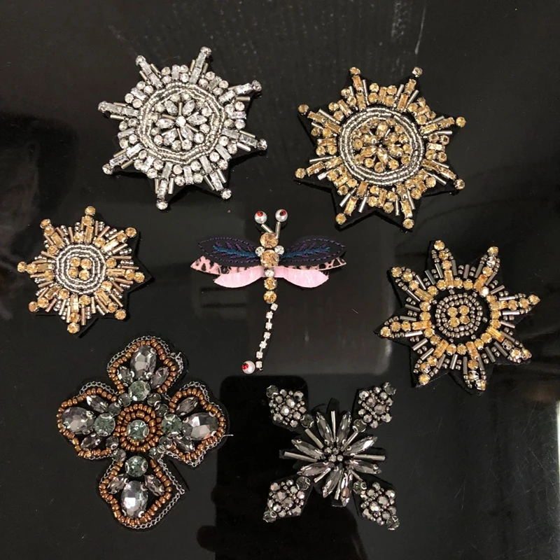 

Hand-nail bead patch for clothing bag DIY auxiliary materials heavy industries cross 3D snowflake patch decoration applique