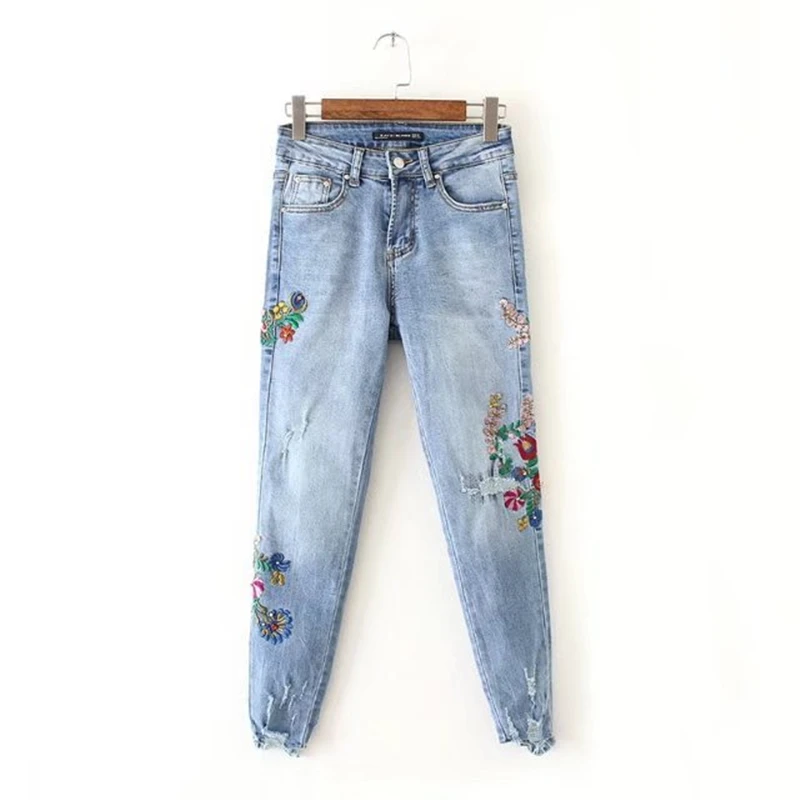 High waisted floral skinny jeans 2017 High waisted floral skinny jeans 2017