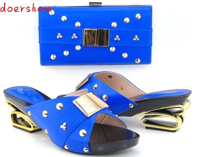 

doershow royal blue Wholesale African Pumps Shoes With Bag Fashion Italian Shoes And Bag Sets For Party!!BK1-13