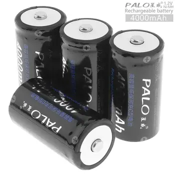 

4pcs/lot PALO 4000mAh 1.2V C/Size Ni-MH Rechargeable Battery with Low Self Discharge for Household Flashlight / Water Heater