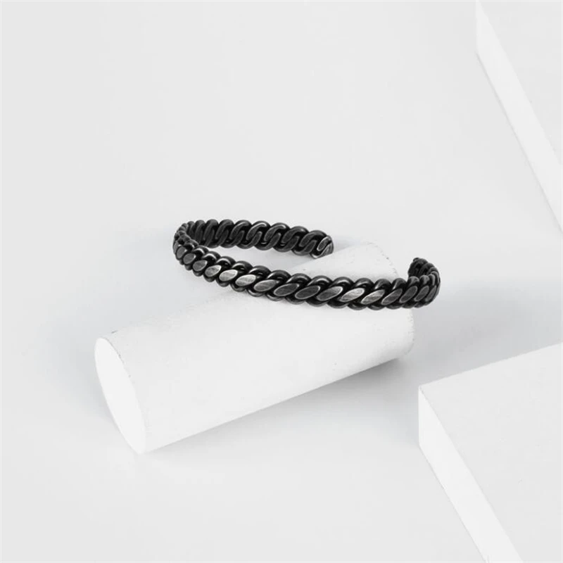 

Men's Vintage Bracelet Twisted Braiding Silver Stainless Steel Wires Cuff Bangles Bracelets Jewelry For Men Pulseira Women
