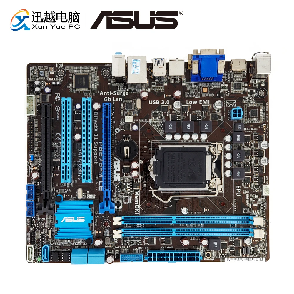 Asus P8B75-M LE настольная материнская плата B75 разъем LGA 1155 для i3 i5 i7 DDR3 16G SATA3 USB3.0 HDMI DVI uATX оригинальная б/у материнская плата