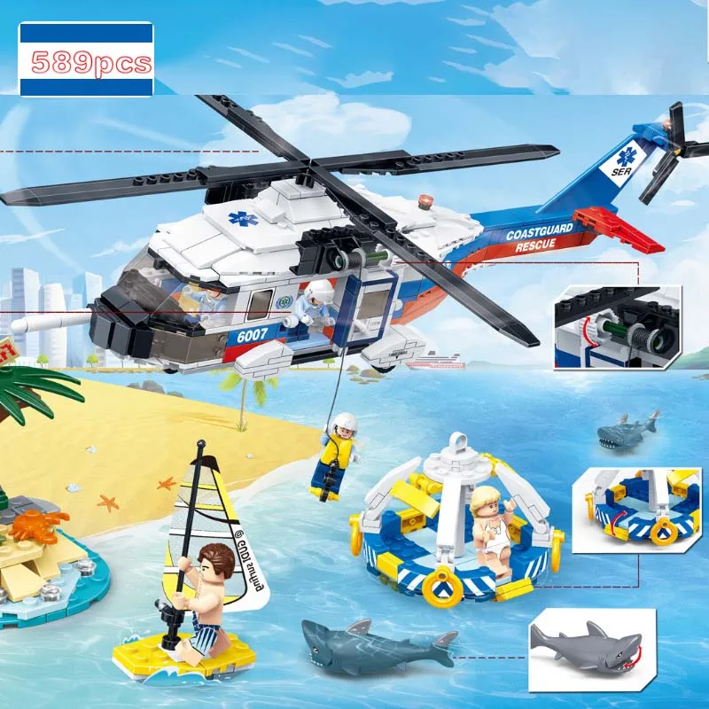 

Military Fire series Marine fire rescue helicopter medical ambulance Building Blocks Bricks Education Toys For Children Gifts