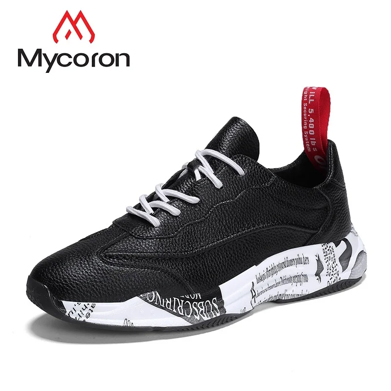 Moda otoño De Negro Hasta Mycoron Luz Nueva Calzado Mens Zapatillas blanco Encaje Primavera Sapato Color Transpirable Sólido Masculino 8ww5t