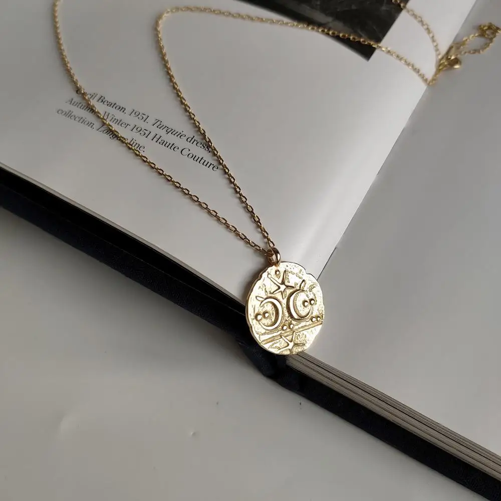 WTLTC 925 пробы Серебряное лунное ожерелье с кулоном в виде звезды для женщин Изящные Чокеры с монетным диском богемное колье с инициалами ювелирные изделия