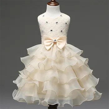 

2016 Girl Dress Summer 3-8 Years Kids Ruffles Lace Dresses For Girls Princess Tutu Dress For Wedding Party Events Wear Girls
