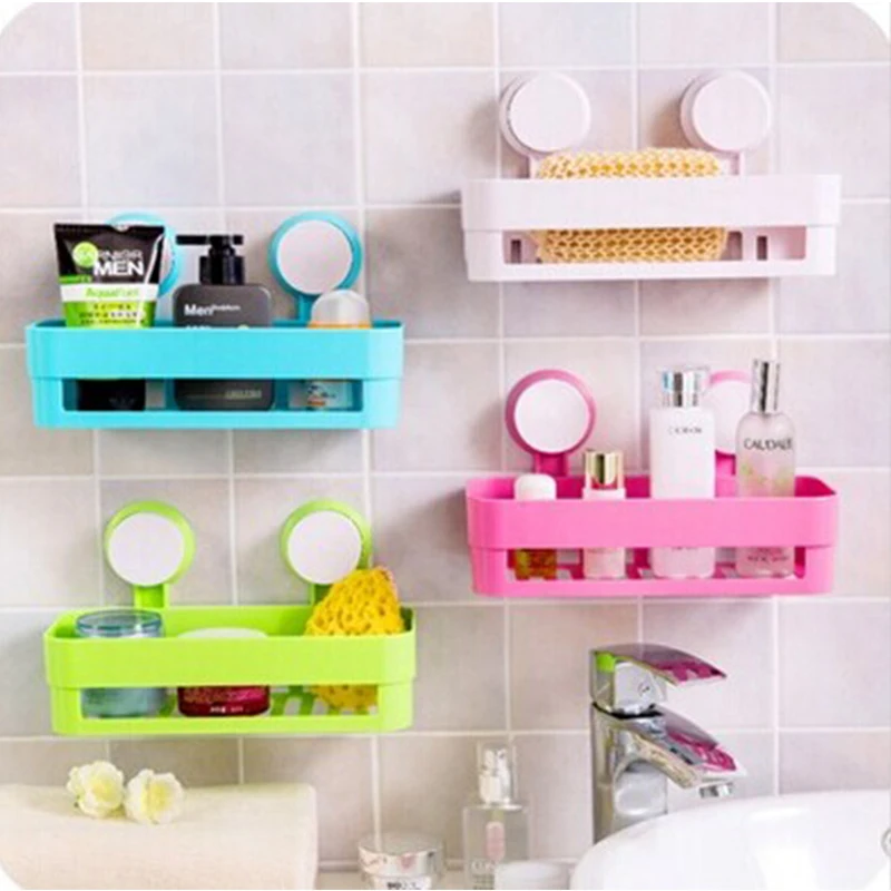 Self adhesive Wall Storage Rack Multi functional Bathroom Shelving