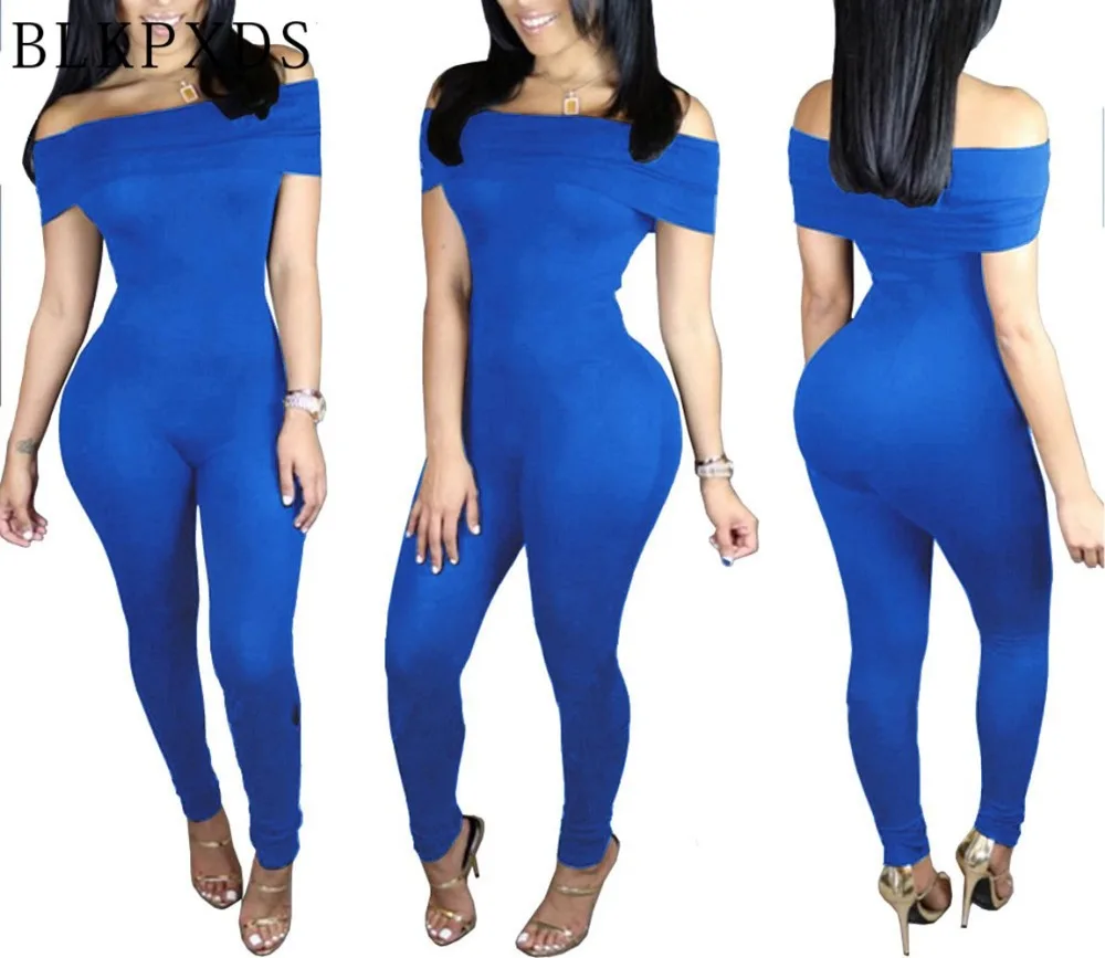 New Arrival Summer Black Off the Shoulder Stretch Stretch Jumpsuit Sexy