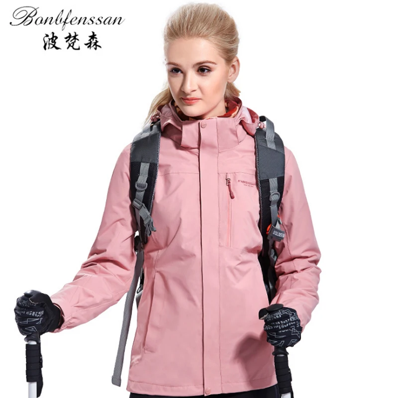 Женские Зимние флисовые куртки 3 в 1, теплые водонепроницаемые ветрозащитные спортивные куртки для походов и походов 8708B