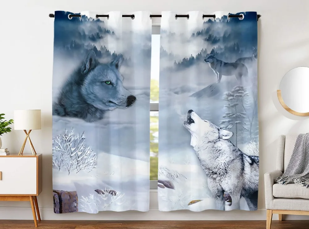 

HommomH Curtains (2 Panel) Grommet Top Darkening Blackout Room Mysterious Timber Wolf Blue