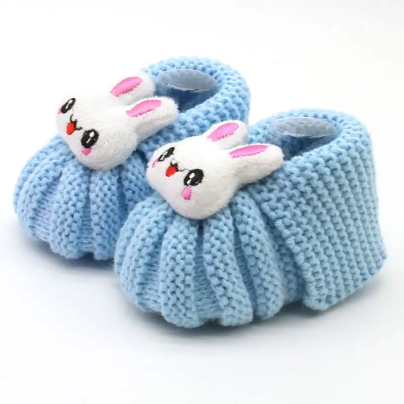 Baby Cute Rabbit Shoes Baby Smile Print Warm First Walker Woolen Toddler Shoes Infant Comfortable Baby Footwear