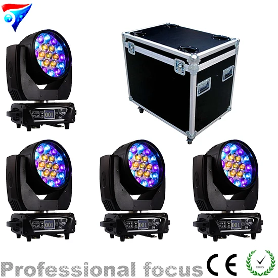 

Free Shipping 4pcs/lot Flightcase 2018 New 19x12W RGBW 4in1 Led Wash Beam Zoom Moving Head Light With Circle And Macro Effect