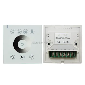 

2 Channel DC12-24V Single Color Wall Mounted Touch Panel Led Controller Dimmer Common Anode For Led Strip Light
