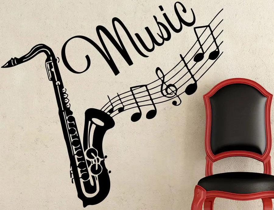 

Personality creative design saxophone music wall stickers bedroom music room decoration vinyl wall stickers YY10