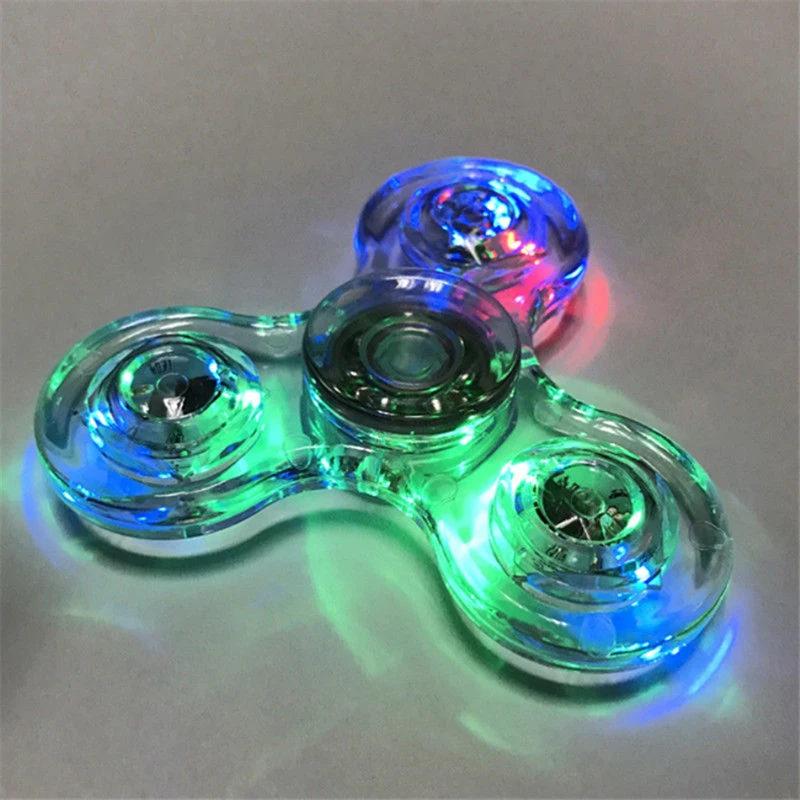 Светящийся светодиодный свет Fidget Spinner ручной Спиннер Спиннеры-мячики светящийся в темноте свет EDC Figet Spiner Бэтмен палец снятие стресса